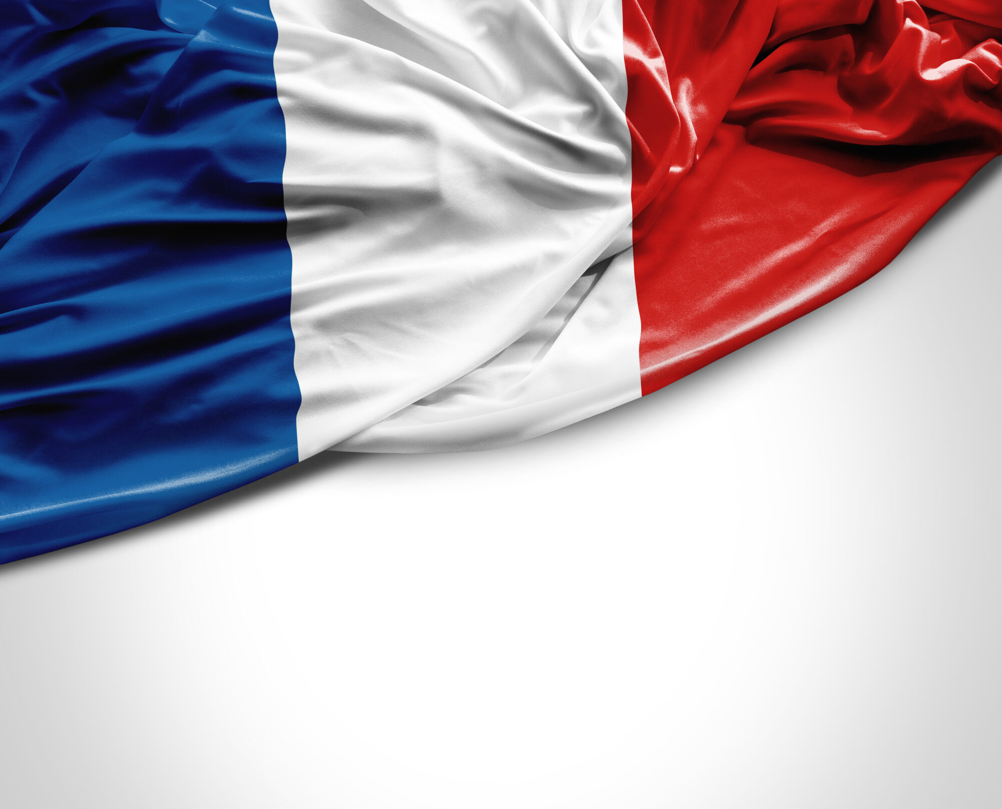 French waving flag on white background